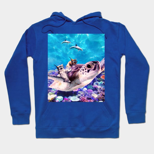 Cute Funny Cat Turtle Hoodie by Random Galaxy